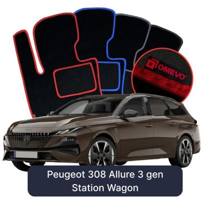 Velúrové autokoberce OMEVO pre Peugeot 308 Allure 3 gen Kombi (2021-2026)