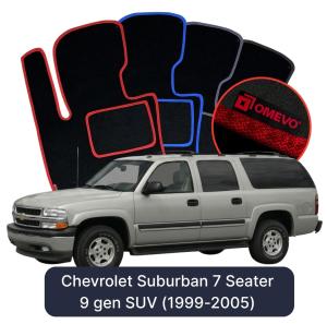 Velúrové autokoberce OMEVO pre Chevrolet Suburban 7-miestny 9 gen SUV (1999-2005)