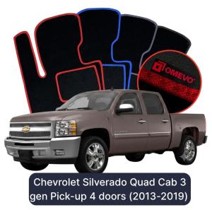 Velúrové autokoberce OMEVO pre Chevrolet Silverado Quad Cab 3. generácia Pick-up 4 dvere (2013-2019)