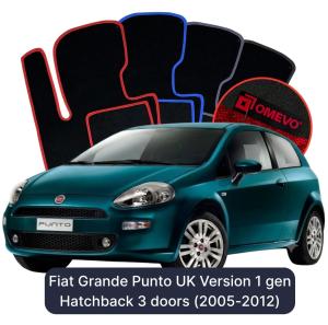Velúrové autokoberce OMEVO pre Fiat Grande Punto Anglická verzia 1 gen Hatchback 3 dvere (2005-2012)