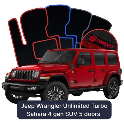 Velúrové autokoberce OMEVO pre Jeep Wrangler Unlimited Turbo Sahara 4 generácie SUV 5 dverí (2020-2025)