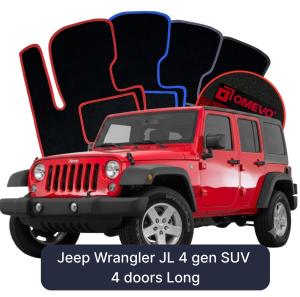 Velúrové autokoberce OMEVO pre Jeep Wrangler JL 4 gen SUV 4 dvere Dlhé (2017-2025)