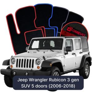 Velúrové autokoberce OMEVO pre Jeep Wrangler Rubicon 3 gen SUV 5-dverový (2006-2018)