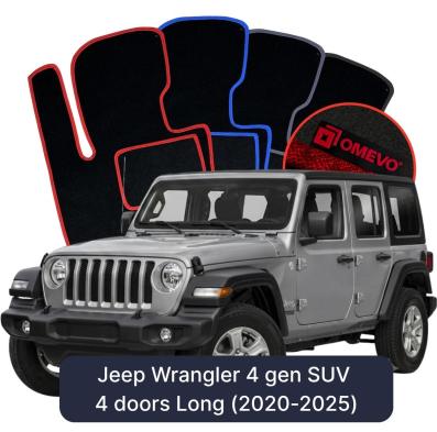 Velúrové autokoberce OMEVO pre Jeep Wrangler 4 gen SUV 4-dverový Long (2020-2025)