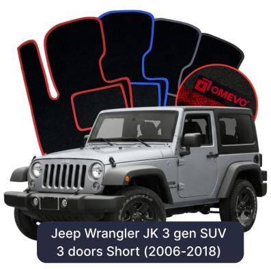 Velúrové autokoberce OMEVO pre Jeep Wrangler JK 3 gen SUV 3 dvere Krátke (2006-2018)