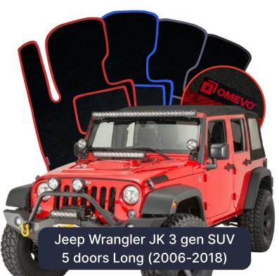 Velúrové autokoberce OMEVO pre Jeep Wrangler JK 3 gen SUV 5 dverí Dlhé (2006-2018)