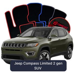 Velúrové autokoberce OMEVO pre Jeep Compass Limited 2 generácie SUV (2016-2025)