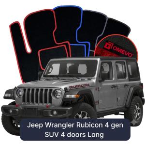 Velúrové autokoberce OMEVO pre Jeep Wrangler Rubicon 4 gen SUV 4 dvere (2020-2025)