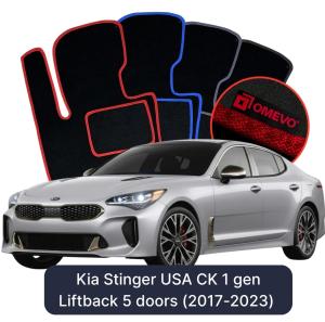 Velúrové autokoberce OMEVO pre Kia Stinger USA CK 1 gen Liftback 5 dverí (2017-2023)