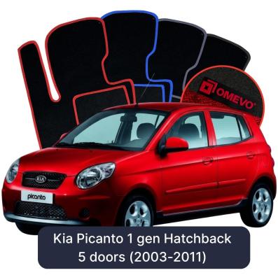 Velúrové autokoberce OMEVO pre Kia Picanto 1 gen Hatchback 5 dverí (2003-2011)