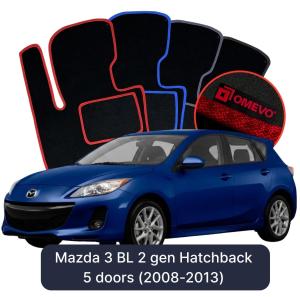 Velúrové autokoberce OMEVO pre Mazda 3 BL 2 gen Hatchback 5 dverí (2008-2013)