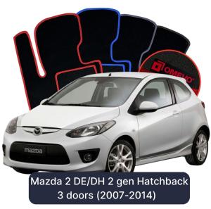Velúrové autokoberce OMEVO pre Mazda 2 DE/DH 2 gen Hatchback 3 dvere (2007-2014)
