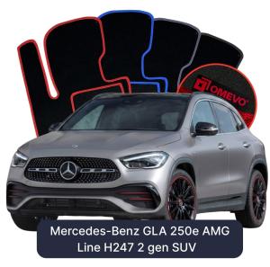 Velúrové autokoberce OMEVO pre Mercedes-Benz GLA 250e AMG Line H247 2 gen SUV (2020-2025)