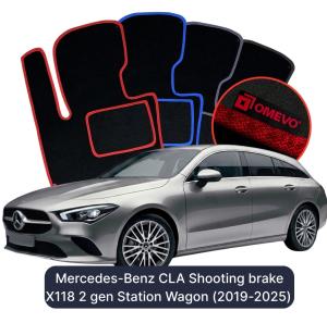 Velúrové autokoberce OMEVO pre Mercedes-Benz CLA Shooting brake X118 2 gen Kombi (2019-2024)