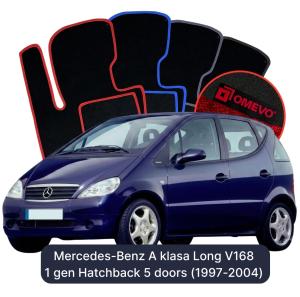 Velúrové autokoberce OMEVO pre Mercedes-Benz A klasa Long V168 1 gen Hatchback 5 dverí (1997-2004)