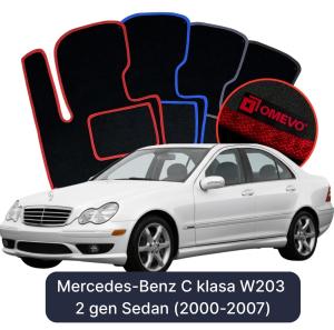 Velúrové autokoberce OMEVO pre Mercedes-Benz C klasa W203 2 gen Sedan (2000-2007)