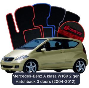 Velúrové autokoberce OMEVO pre Mercedes-Benz A-Class W169 2 gen Hatchback 3-dverový (2004-2012)
