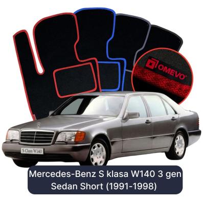 Velúrové autokoberce OMEVO pre Mercedes-Benz S klasa W140 3 gen Sedan Krátke (1991-1998)