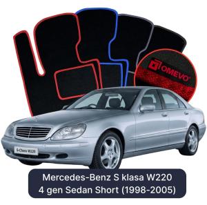 Velúrové autokoberce OMEVO pre Mercedes-Benz S klasa W220 4 gen Sedan Krátke (1998-2005)