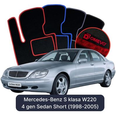 Velúrové autokoberce OMEVO pre Mercedes-Benz S klasa W220 4 gen Sedan Krátke (1998-2005)