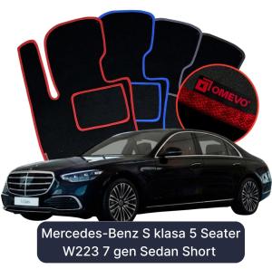 Velúrové autokoberce OMEVO pre Mercedes-Benz S klasa 5-miestny W223 7 gen Sedan Krátke (2020-2023)