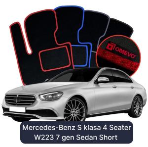 Velúrové autokoberce OMEVO pre Mercedes-Benz S klasa 4 miesta W223 7 gen Sedan Krátke (2020-2023)