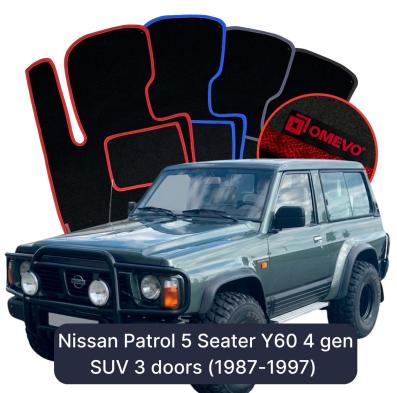 Velúrové autokoberce OMEVO pre Nissan Patrol 5-miestny Y60 4 gen SUV 3 dvere (1987-1997)