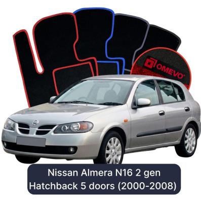 Velúrové autokoberce OMEVO pre Nissan Almera N16 2 gen Hatchback 5 dverí (2000-2008)