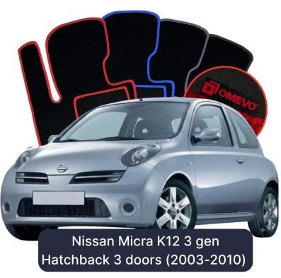 Velúrové autokoberce OMEVO pre Nissan Micra K12 3 gen Hatchback 3 dvere (2003-2010)
