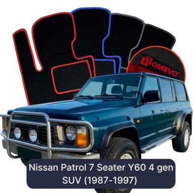Velúrové autokoberce OMEVO pre Nissan Patrol 7-miestny Y60 4 gen SUV (1987-1997)