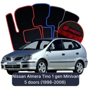 Velúrové autokoberce OMEVO pre Nissan Almera Tino 1 gen Minivan 5 dverí (1998-2006)