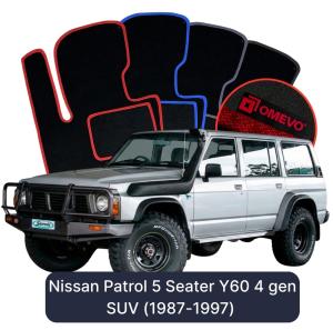 Velúrové autokoberce OMEVO pre Nissan Patrol 5-miestny Y60 4 gen SUV (1987-1997)