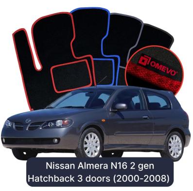 Velúrové autokoberce OMEVO pre Nissan Almera N16 2 gen Hatchback 3 dvere (2000-2008)