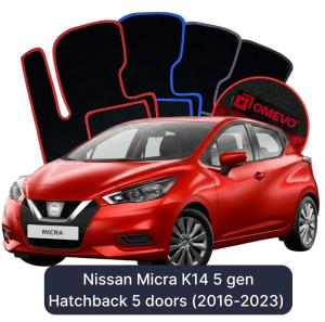 Velúrové autokoberce OMEVO pre Nissan Micra K14 5 gen Hatchback 5 dverí (2016-2023)
