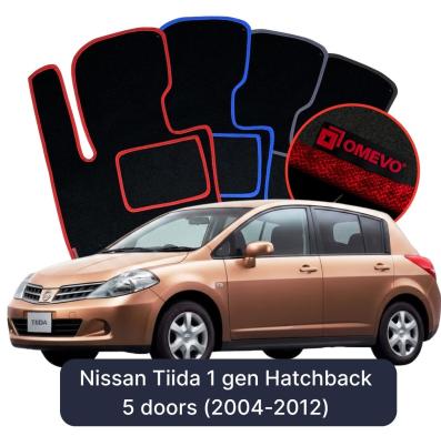 Velúrové autokoberce OMEVO pre Nissan Tiida 1 gen Hatchback 5 dverí (2004-2012)