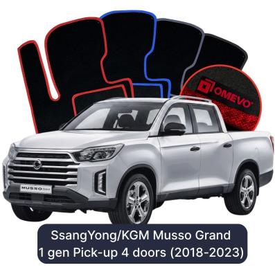 Velúrové autokoberce OMEVO pre SsangYong Musso Grand 1 gen Pick-up 4 dvere (2018-2023)