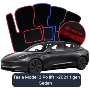 Velúrové autokoberce OMEVO pre Tesla Model 3 Facelift >2021 1 gen Sedan (2017-2025)