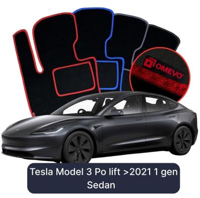 Velúrové autokoberce OMEVO pre Tesla Model 3 Facelift >2021 1 gen Sedan (2017-2025)