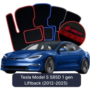 Velúrové autokoberce OMEVO pre Tesla Model S S85D 1 gen Liftback (2012-2025)