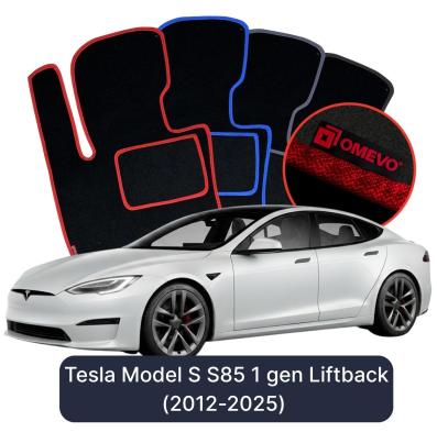 Velúrové autokoberce OMEVO pre Tesla Model S S85 1 gen Liftback (2012-2025)