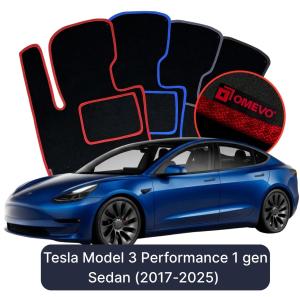 Velúrové autokoberce OMEVO pre Tesla Model 3 Performance 1 gen Sedan (2017-2025)