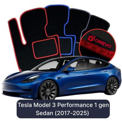 Velúrové autokoberce OMEVO pre Tesla Model 3 Performance 1 gen Sedan (2017-2025)