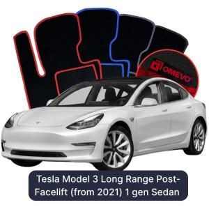 Velúrové autokoberce OMEVO pre Tesla Model 3 Long Range Polifting (od 2021) 1 gen Sedan (2017-2025)