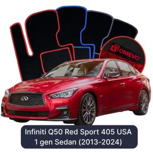 Velúrové autokoberce OMEVO pre Infiniti Q50  Red Sport 405 USA 1 gen Sedan (2013-2024)