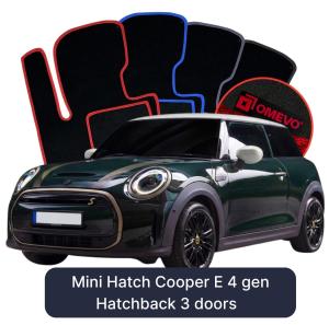 Velúrové autokoberce OMEVO pre Mini Hatch Cooper E 4 gen Hatchback 3-dverový (2023-2025)