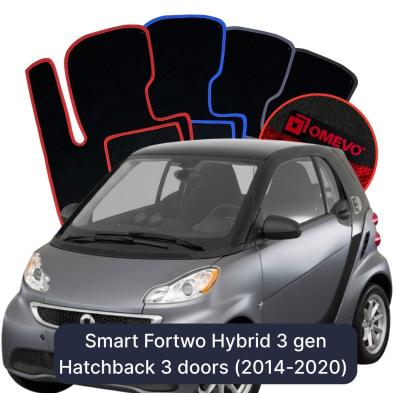 Velúrové autokoberce OMEVO pre Smart Fortwo Hybrid 3 gen Hatchback 3 dvere (2014-2020)