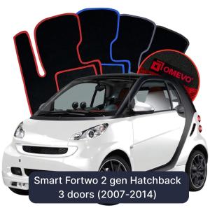 Velúrové autokoberce OMEVO pre Smart Fortwo 2 gen Hatchback 3 dvere (2007-2014)