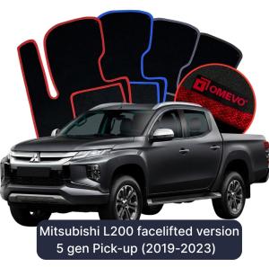Velúrové autokoberce OMEVO pre Mitsubishi L200 Polifting 5 gen Pick-up (2020-2023)