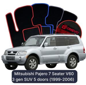 Velúrové autokoberce OMEVO pre Mitsubishi Pajero 7-miestny V60 3 gen SUV 5 dverí (1999-2006)