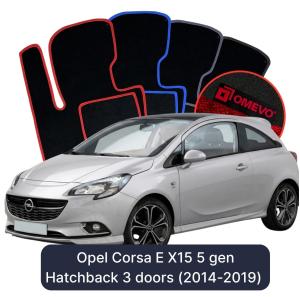 Velúrové autokoberce OMEVO pre Opel Corsa E X15 5 gen Hatchback 3 dvere (2014-2019)